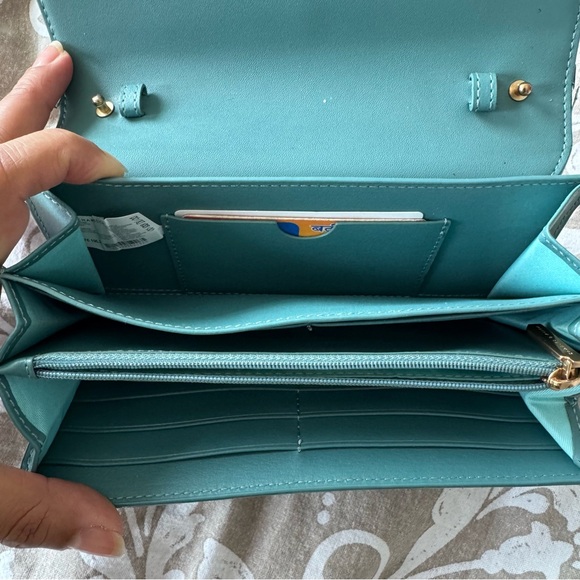 Charles & Keith - Teal Wallet with Removable, Adjustable Strap - Picture 5 of 10